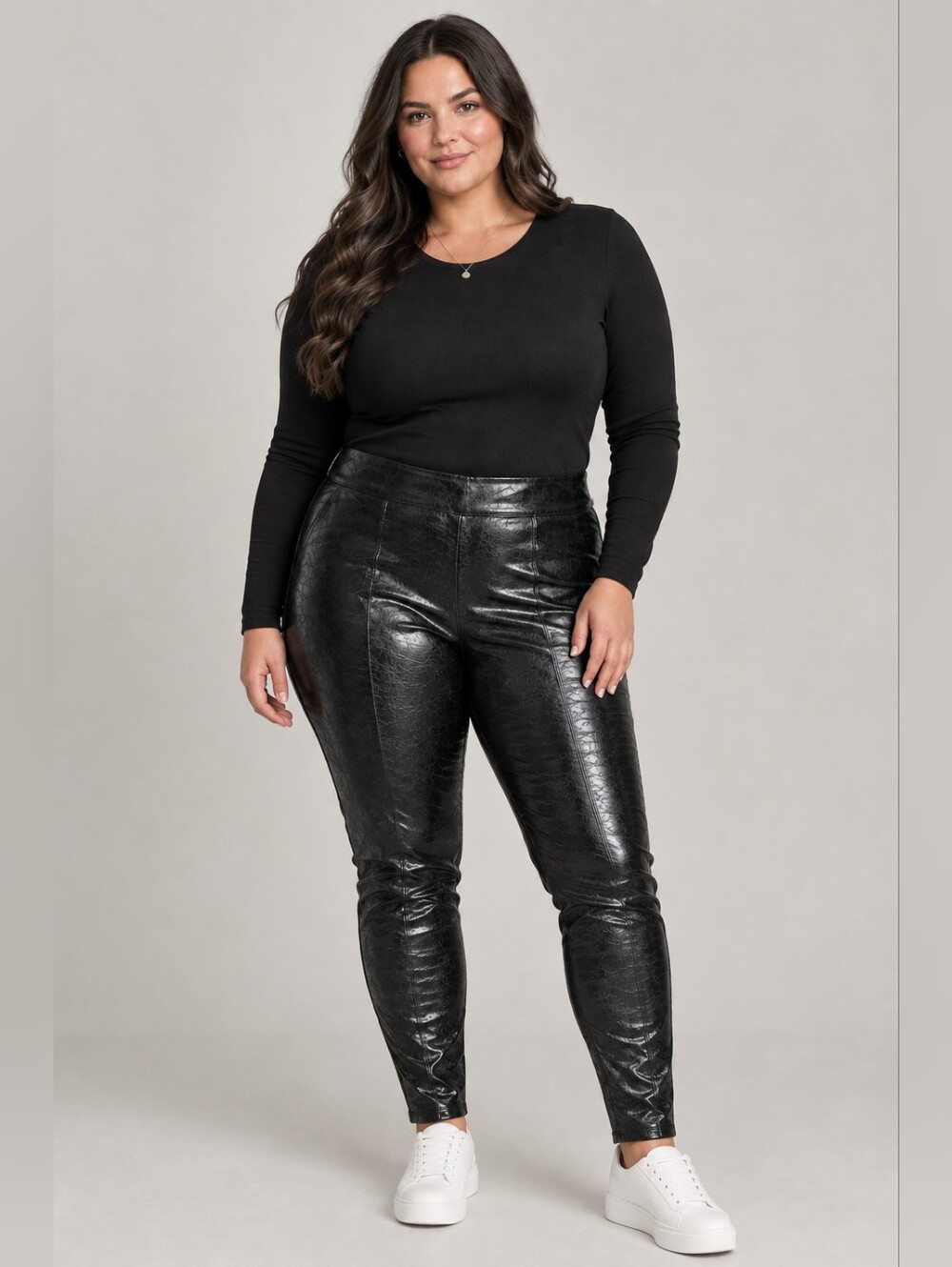 Spanx 1X Black Faux Leather Pants